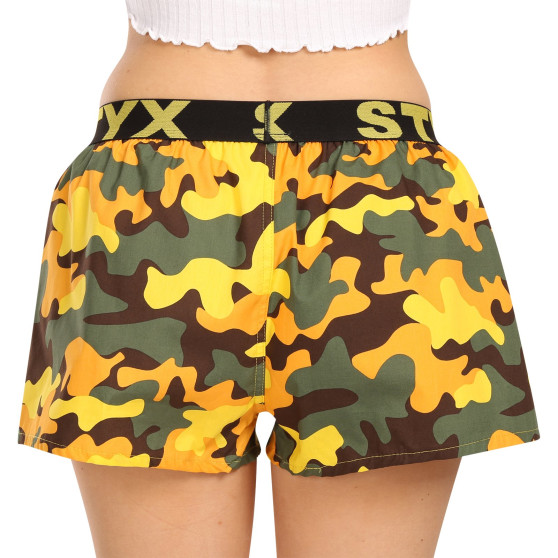 Dameshorts Styx art sportsgummi camouflage gul (T1559)