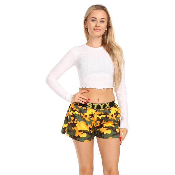 Dameshorts Styx art sportsgummi camouflage gul (T1559)