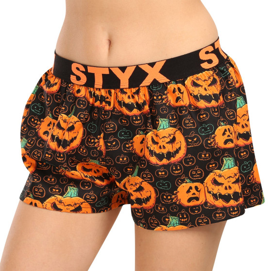 Dameshorts Styx art sports gummi Halloween græskar (T1755)