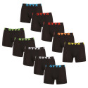 10PACK Boxershorts til mænd Styx lang sport gummi sort (10U9601)