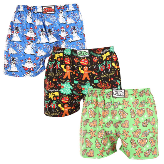 3PACK Boxershorts til mænd Styx art klassisk gummi overstørrelse flerfarvet (3E17134)