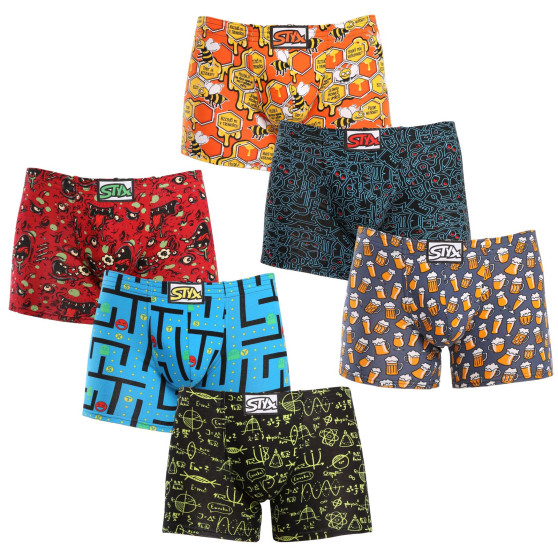 6PACK Boxershorts til mænd Styx long art klassisk gummi flerfarvet (6F12697124)