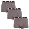 3PACK Boxershorts til mænd Styx sport gummi mørkegrå (3G1063)