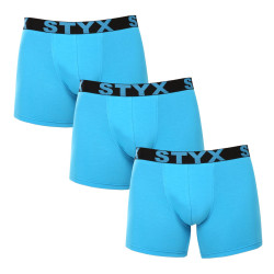 3PACK Boxershorts til mænd Styx lang sportselastik lyseblå (3U1169)