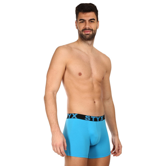 3PACK Boxershorts til mænd Styx lang sportselastik lyseblå (3U1169)