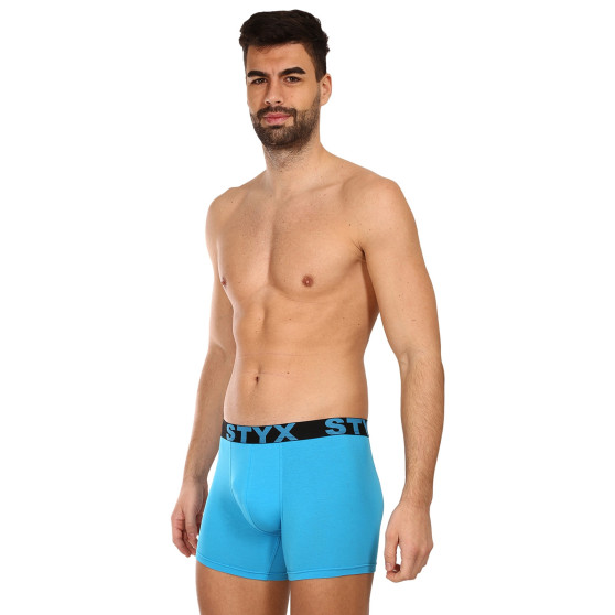 3PACK Boxershorts til mænd Styx lang sportselastik lyseblå (3U1169)