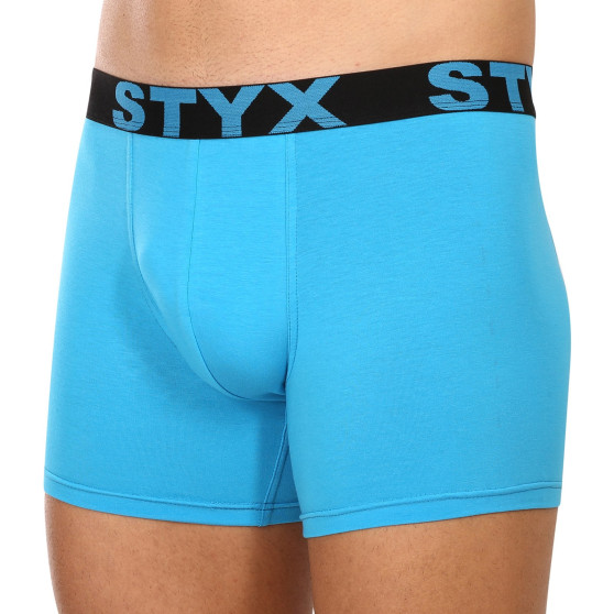 3PACK Boxershorts til mænd Styx lang sportselastik lyseblå (3U1169)