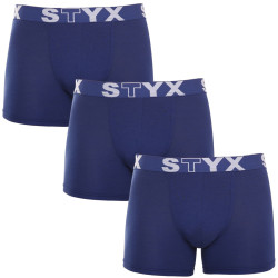 3PACK Boxershorts til mænd Styx lang sportselastik mørkeblå (3U968)