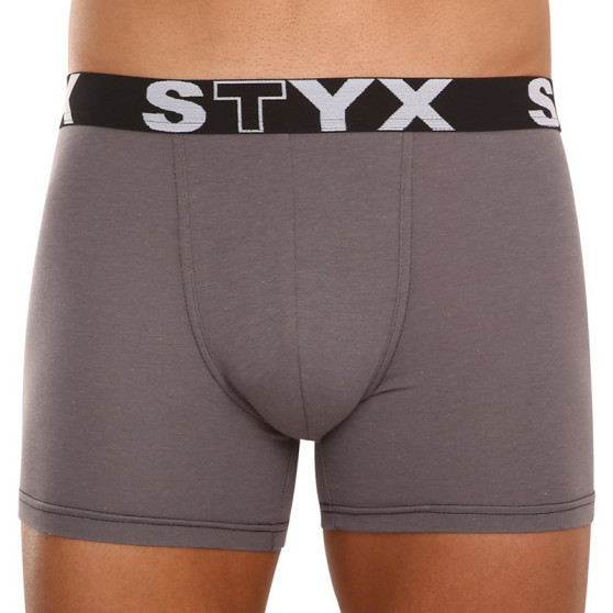 3PACK Boxershorts til mænd Styx lang sportselastik mørkegrå (3U1063)