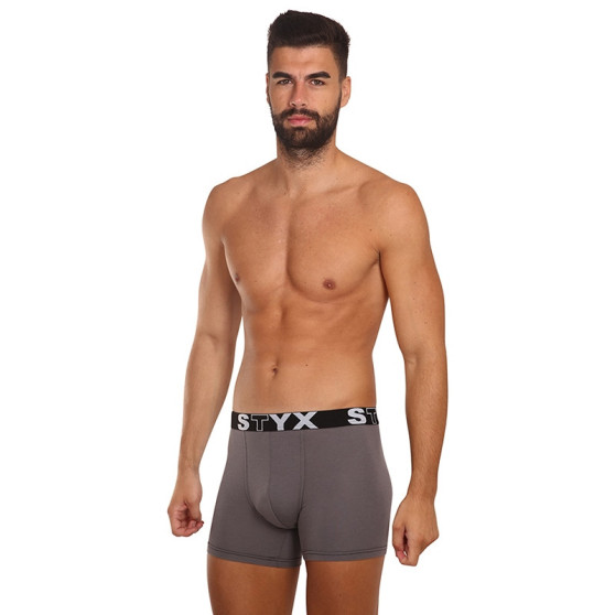 3PACK Boxershorts til mænd Styx lang sportselastik mørkegrå (3U1063)