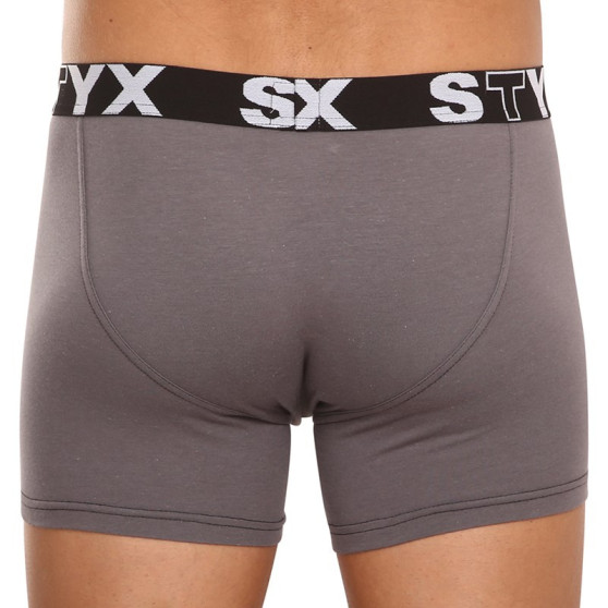 3PACK Boxershorts til mænd Styx lang sportselastik mørkegrå (3U1063)