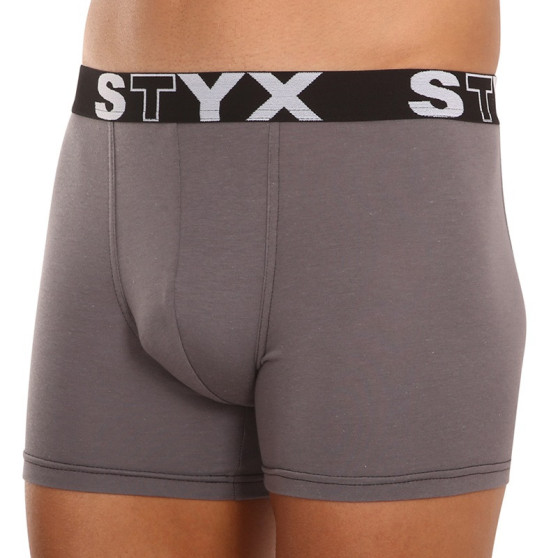 3PACK Boxershorts til mænd Styx lang sportselastik mørkegrå (3U1063)