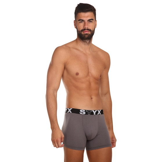 3PACK Boxershorts til mænd Styx lang sportselastik mørkegrå (3U1063)