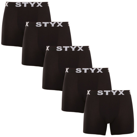 5PACK Boxershorts til mænd Styx lang sport gummi sort (5U960)