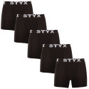 5PACK Boxershorts til mænd Styx lang sport gummi sort (5U960)