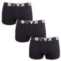 3PACK Boksershorts til børn Styx sports elastik sort (3GJ960)