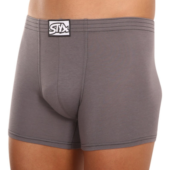 3PACK Boxershorts til mænd Styx lang klassisk elastik mørkegrå (3F1063)