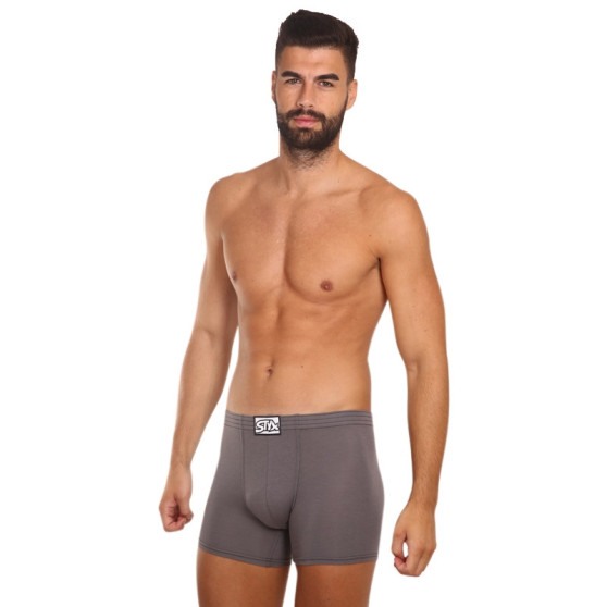 3PACK Boxershorts til mænd Styx lang klassisk elastik mørkegrå (3F1063)