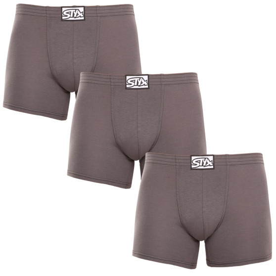 3PACK Boxershorts til mænd Styx lang klassisk elastik mørkegrå (3F1063)