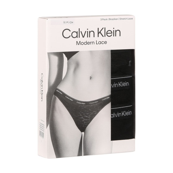 3PACK Brasilianske trusser til kvinder Calvin Klein sort (QD5225E-UB1)