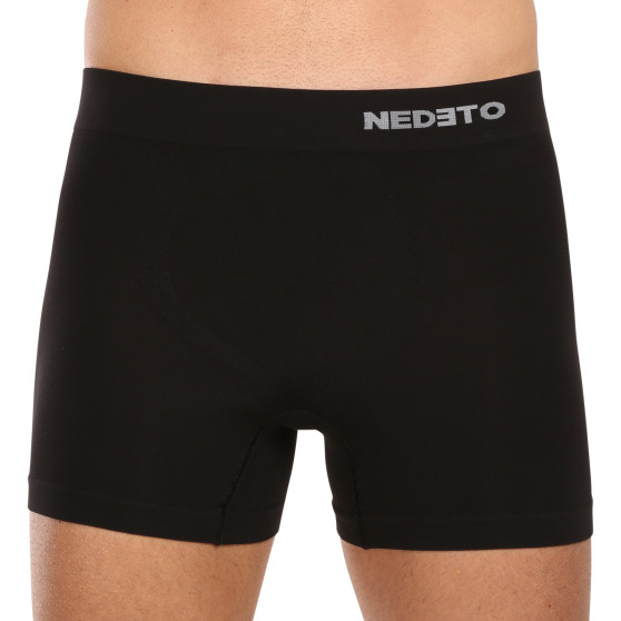 3PACK Boxershorts til mænd Nedeto sømløs bambus sort (3NDTB001S)