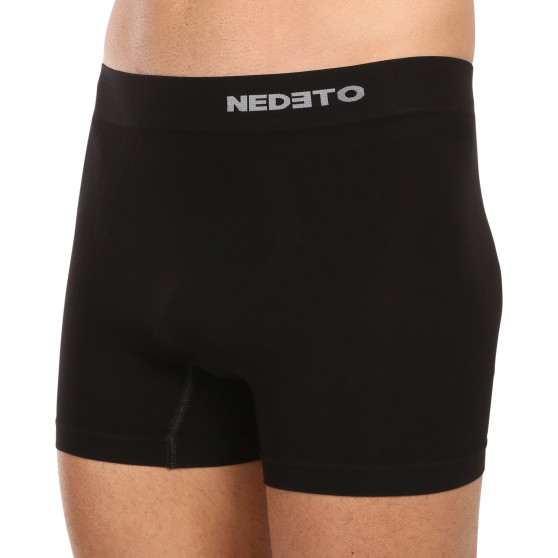 3PACK Boxershorts til mænd Nedeto sømløs bambus sort (3NDTB001S)