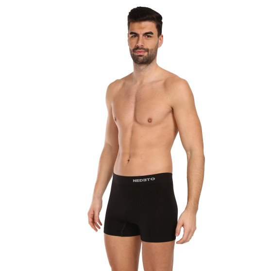 3PACK Boxershorts til mænd Nedeto sømløs bambus sort (3NDTB001S)