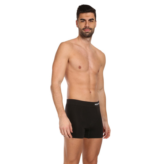 3PACK Boxershorts til mænd Nedeto sømløs bambus sort (3NDTB001S)