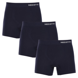 3PACK Boxershorts til mænd Nedeto sømløs bambus blå (3NDTB002S)