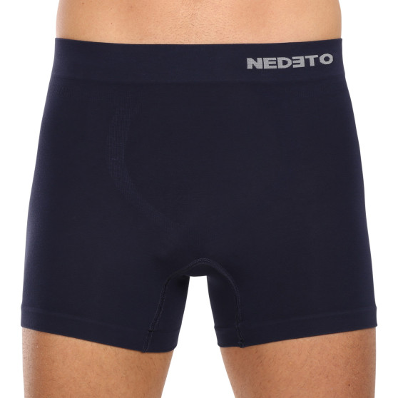 3PACK Boxershorts til mænd Nedeto sømløs bambus blå (3NDTB002S)