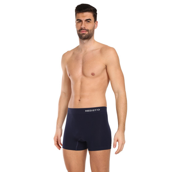 3PACK Boxershorts til mænd Nedeto sømløs bambus blå (3NDTB002S)