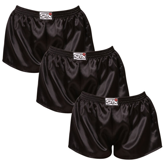 3PACK Dameshorts Styx klassisk gummi satin sort (3L0960)