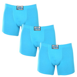 3PACK Boxershorts til mænd Styx lang klassisk gummi lyseblå (3F1169)