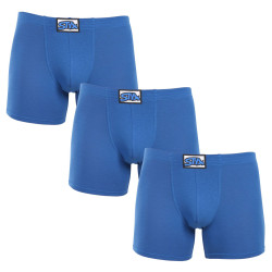 3PACK Boxershorts til mænd Styx lang klassisk gummi blå (3F1167)