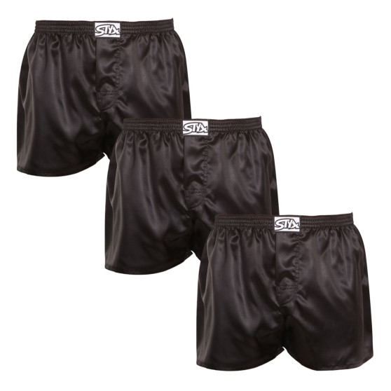 3PACK Boxershorts til mænd Styx klassisk gummi satin sort (3C0960)