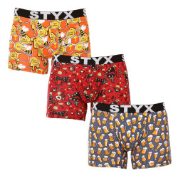 3PACK Boxershorts til mænd Styx lang kunst sport gummi flerfarvet (3U13714)