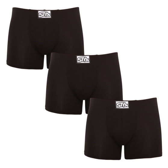 3PACK Boxershorts til mænd Styx lang klassisk elastik sort (F9606060)