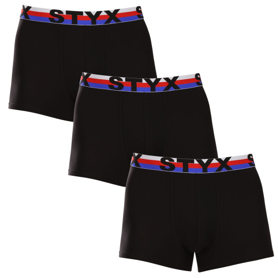 3PACK Boxershorts til mænd Styx sport gummi sort tricolour (3G1960)