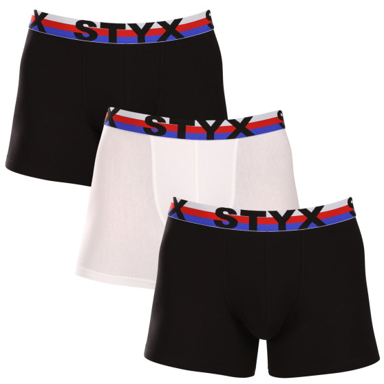 3PACK Boxershorts til mænd Styx lang sportselastik flerfarvet tricolour (3U19001)