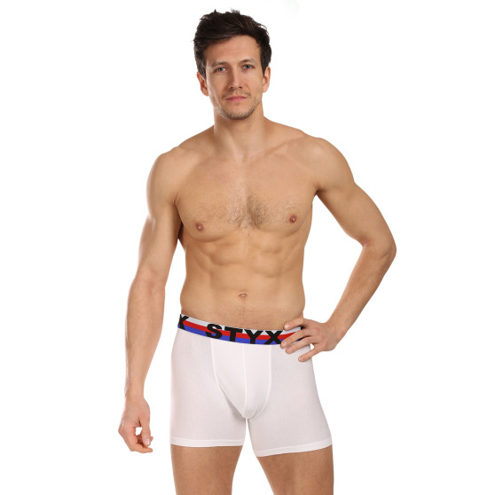 3PACK Boxershorts til mænd Styx lang sportselastik hvid tricolour (3U2061)