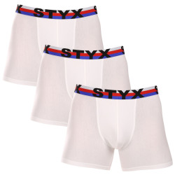 3PACK Boxershorts til mænd Styx lang sportselastik hvid tricolour (3U2061)