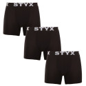 3PACK Boxershorts til mænd Styx lang sport gummi sort (3U960)