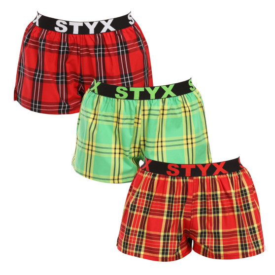 3PACK Dameshorts Styx sport gummi flerfarvet (3T100314)