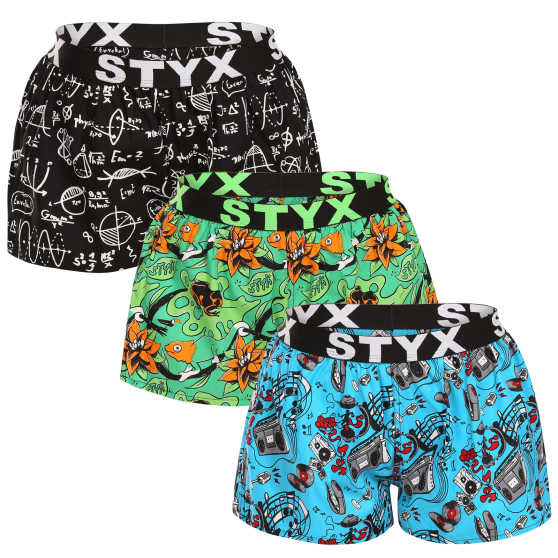 3PACK Dameshorts Styx art sports gummi flerfarvet (3T15782)