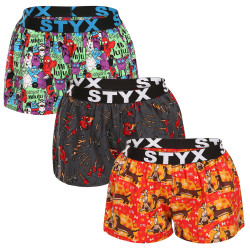 3PACK Dameshorts Styx art sports gummi flerfarvet (3T15245)