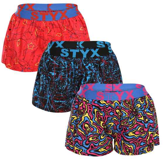 3PACK Dameshorts Styx art sports gummi flerfarvet (3T13603)