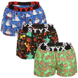 3PACK Dameshorts Styx art sports gummi flerfarvet (3T17134)