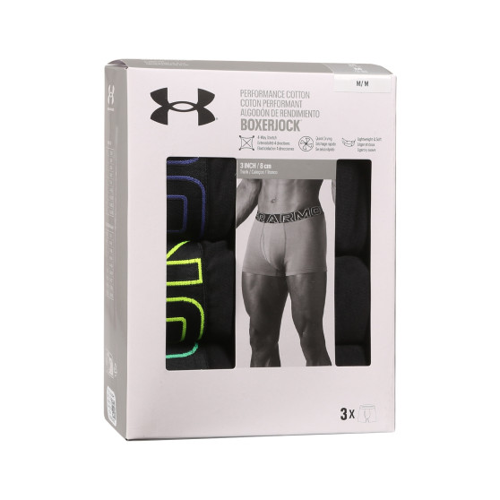 3PACK Boxershorts til mænd Under Armour sort (1383891 002)