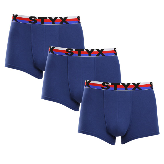 3PACK Styx Boxershorts til mænd sportselastik mørkeblå tricolour (3G1968)