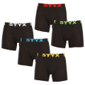 5PACK Boxershorts til mænd Styx lang sport gummi sort (5U9601)